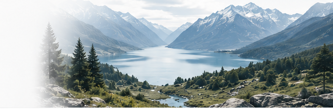 Nordic mountain lake landscape